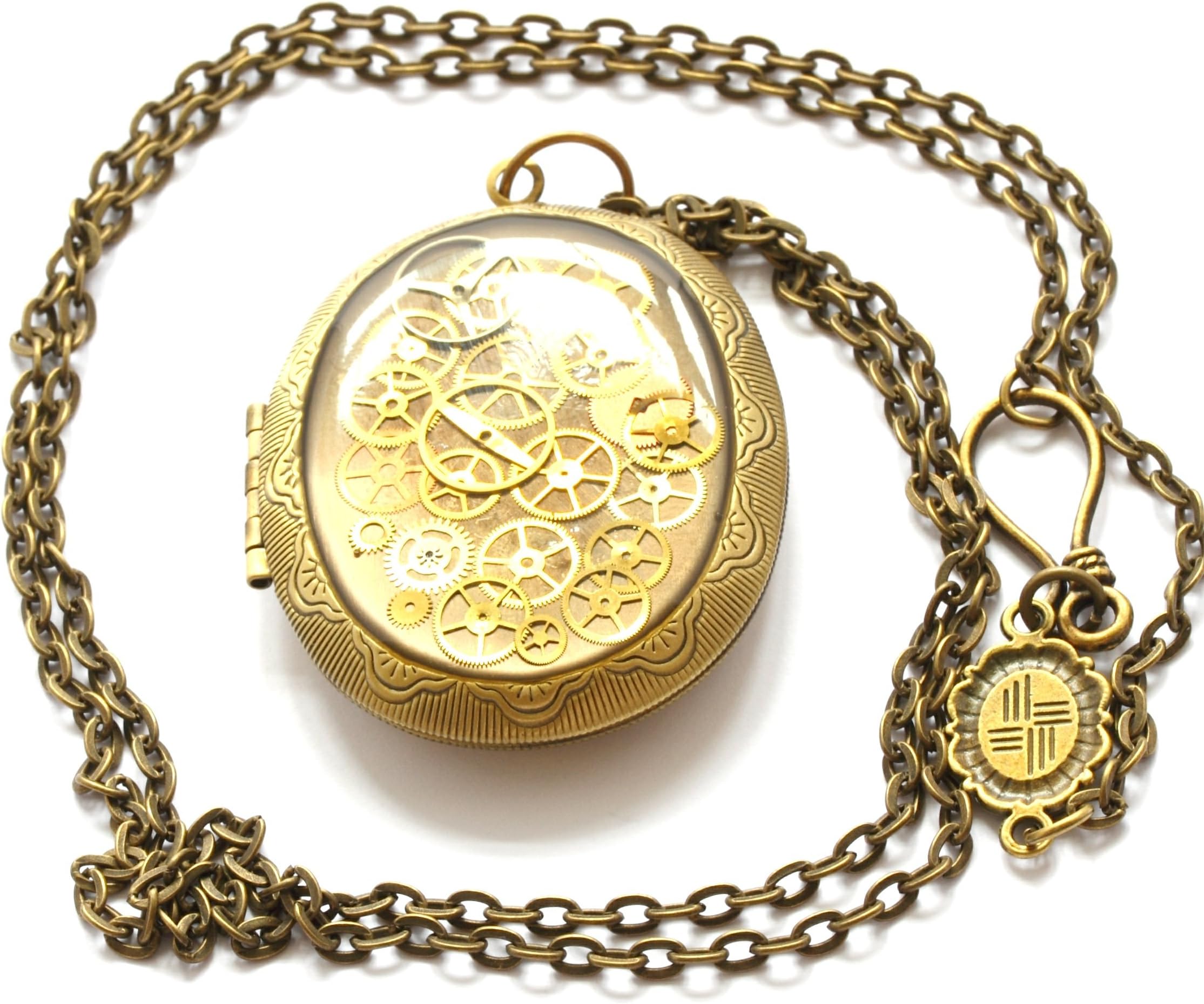 Sophie Hutchinson Designs Steampunk Locket Necklace, Steampunk Necklace, Watch Parts Locket, Clockwork Locket, Vintage Locket, Large Locket