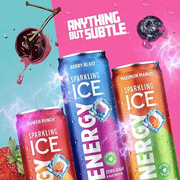 SPARKLING ICE ENERGY VARIETY 12PK. ENERGY DRINKS WITH VITAMINS + ANTIOXIDANTS, ZERO SUGAR, BERRY BLAST, MAXIMUM MANGO, POWER PUNCH FLAVORS. 12 FL OZ CANS.