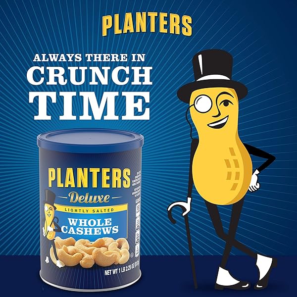 PLANTERS DELUXE LIGHTLY SALTED WHOLE CASHEWS, 18.25 OZ. RESEALABLE CONTAINER – LIGHTLY SALTED CASHEWS & LIGHTLY SALTED NUTS – SNACKS FOR ADULTS & KIDS – VEGAN SNACKS, KOSHER