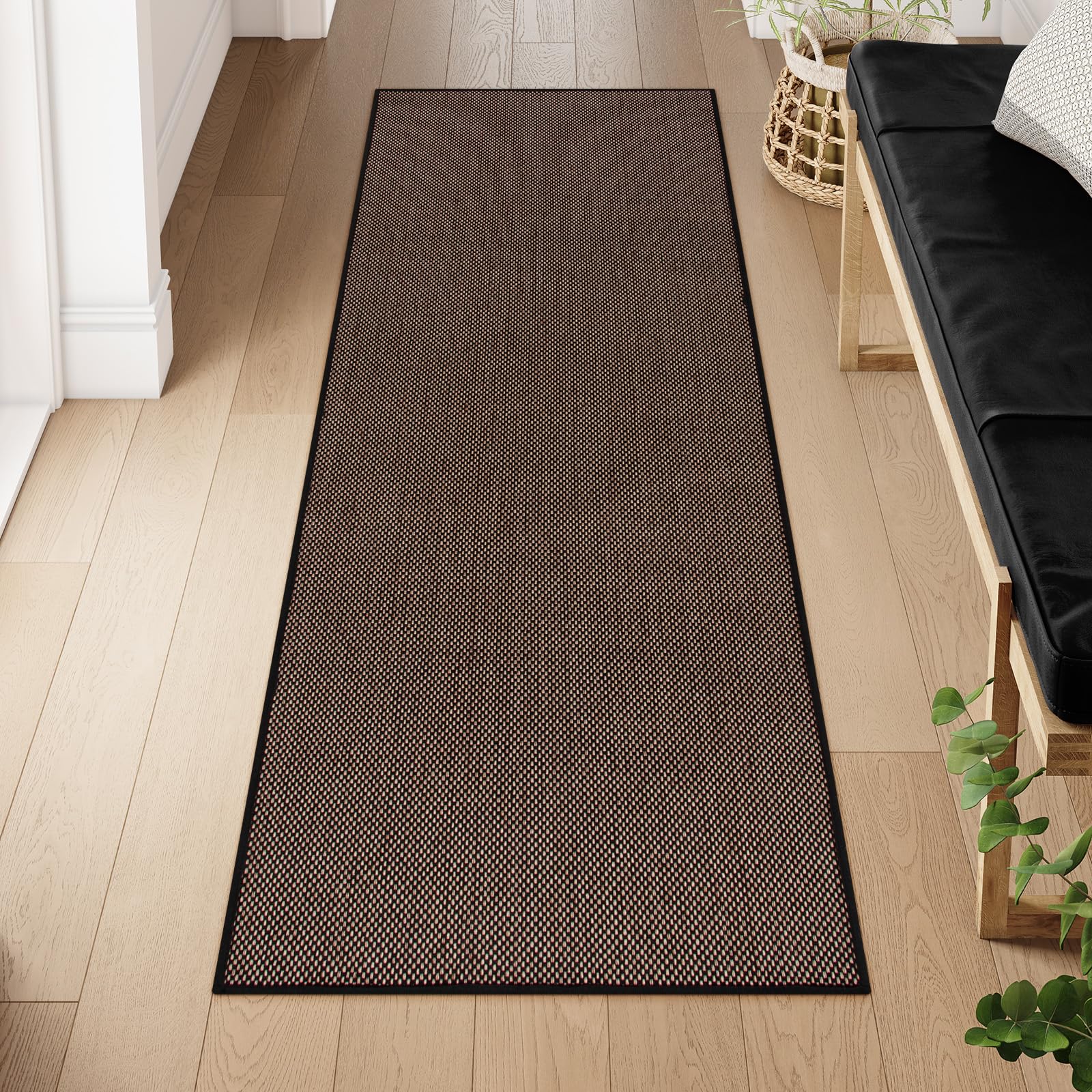 Photo 1 of Lahome Farmhouse Black Runner Rug, 2x6 Washable Kitchen Runner Non Slip for Entryway Indoor, Neutral Non Shedding Floor Carpet for Hallway Bathroom Laundry