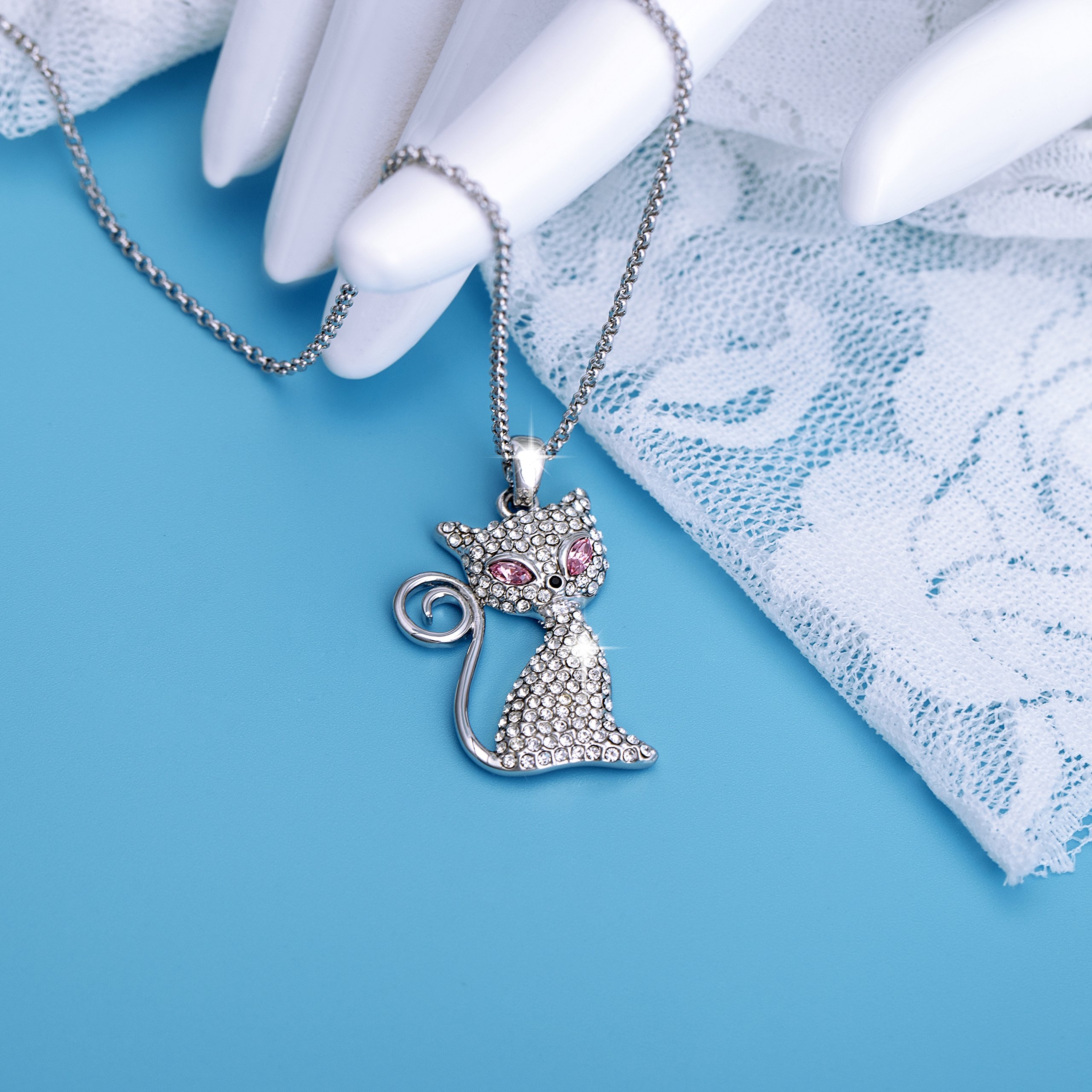 Yonteia Birthday Gift for Women Pink Kitty Necklace