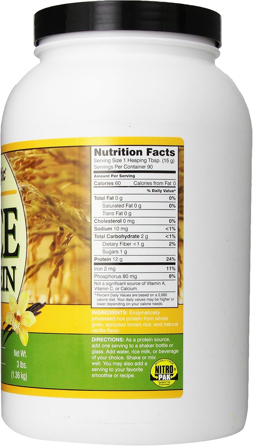 Nutribiotic Rice Protein, Vanilla, 3 Pound: Health & Personal Care