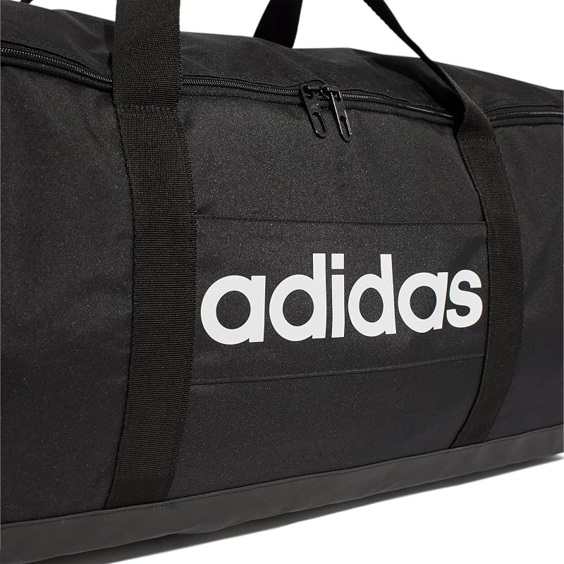 Unisex Essentials Linear Duffel Bag Duffel Bag, Black/Black/White, L