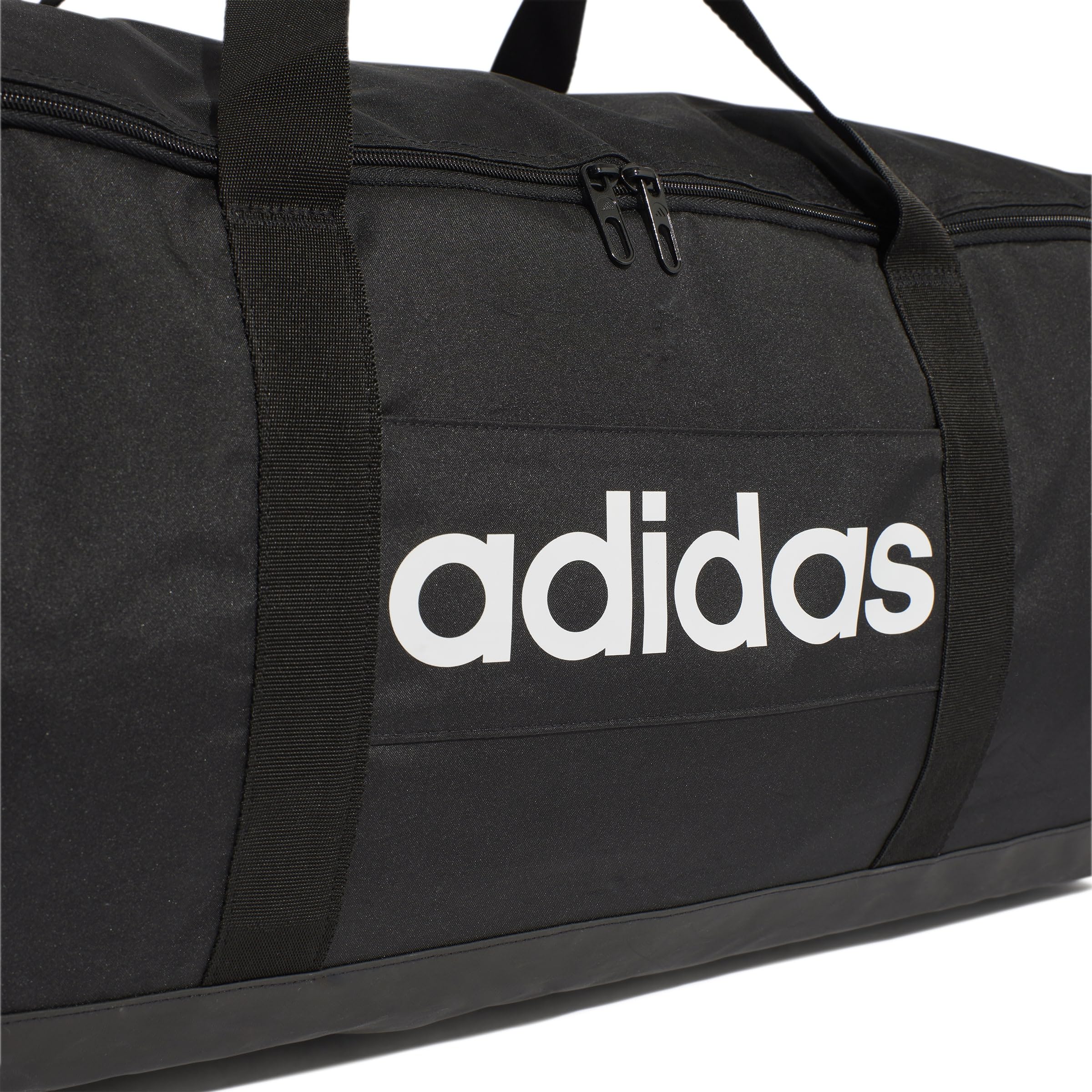 adidas Unisex Essentials Linear Duffel Bag Duffel Bag, Black/Black/White, L 4