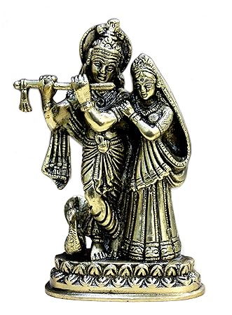 StonKraft Brass RadhaKrishna Marble Krishna Radha Murti Idol Statue Sculpture (6