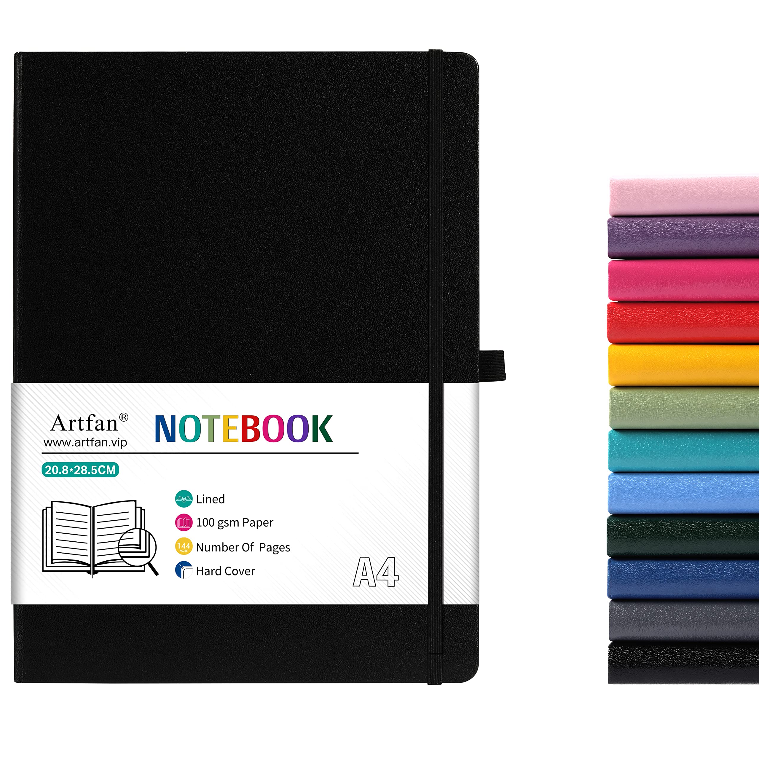 A4 Notebook - Notebook A4 with Premium Paper, Faux Leather Classic Writing A4 Notebook Journal, 8.35" X 11.45", Hardcover - BLACK — image 1