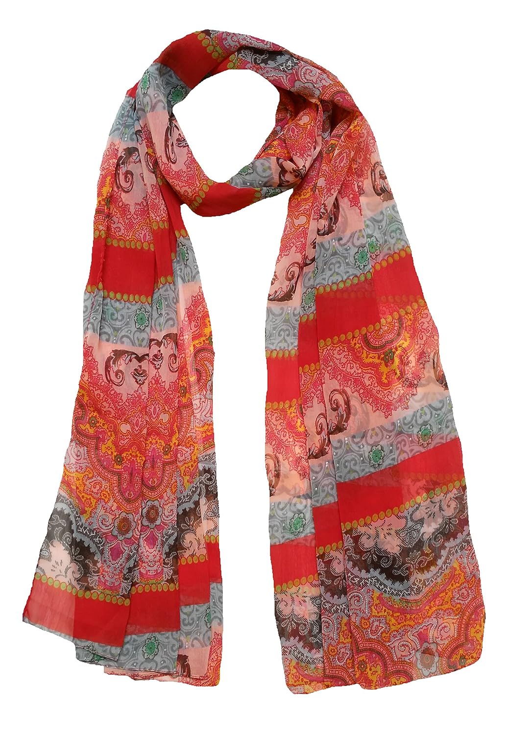 fusfus women's cotton scarf(f014, multicolour, free size) - pack of 6