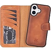 Venito Handcrafted Wallet Case for iPhone 17 (6.3"), Detachable Magnetic Flip Cover, Compatible with MagSafe, Kickstand, Premium Leather, Drop/Impact Protection, Strong Magnets, Antique Brown