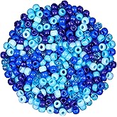 GMMA 1000 Pcs Blue Pony Beads for Bracelet Colourful Plastic Beads for Jewelry Making Winter Beads for Friendship Bracelets 6x9mm Beads for Hanukkah Friendship Winter Holiday Party Decoration Supplies