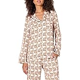 Amazon Essentials Women's Regular-Fit Long-Sleeve Satin Sleep Shirt Only (Pants Sold Separately)