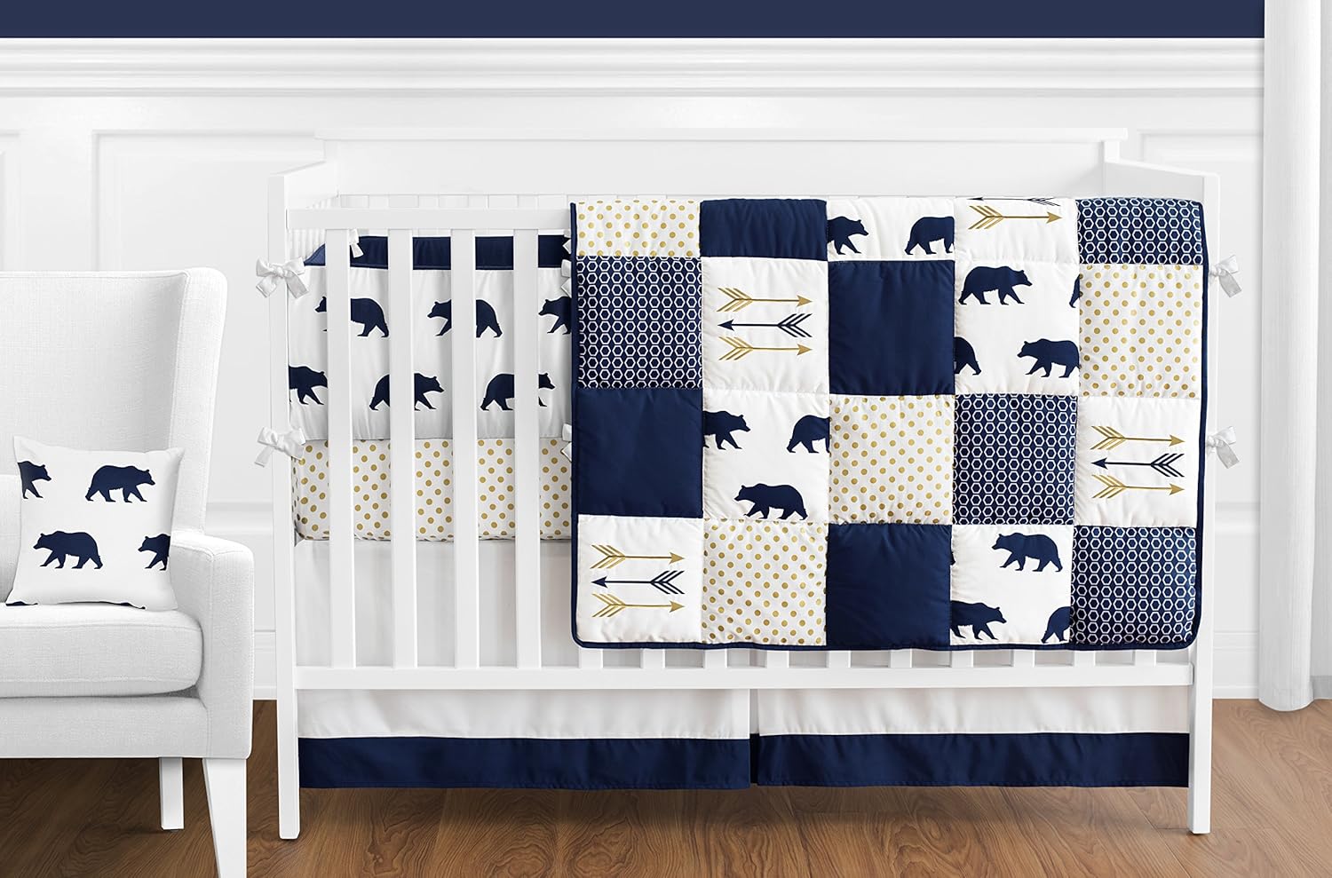 navy blue crib bumper pads