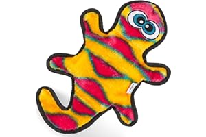 Outward Hound Durablez Medium Gecko Stuffing-Free Squeaky Plush Dog Toy for Puppies & Dogs - Interactive, Soft Yet Tough, No Mess, Jumbo Squeaker, Long-Lasting Play, 13.75 inch, Orange