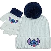 Disney Lilo and Stitch Kids Beanie Hat and Glove Set for Girls – Blue Stitch Hat for Girls Ages 5-13