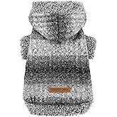Fitwarm Fuzzy Dog Sweater, Knitted Winter Dog Clothes for Small Dogs Boy Girl, Pet Cat Hooded Outfit, Heather Grey, Black, XXL