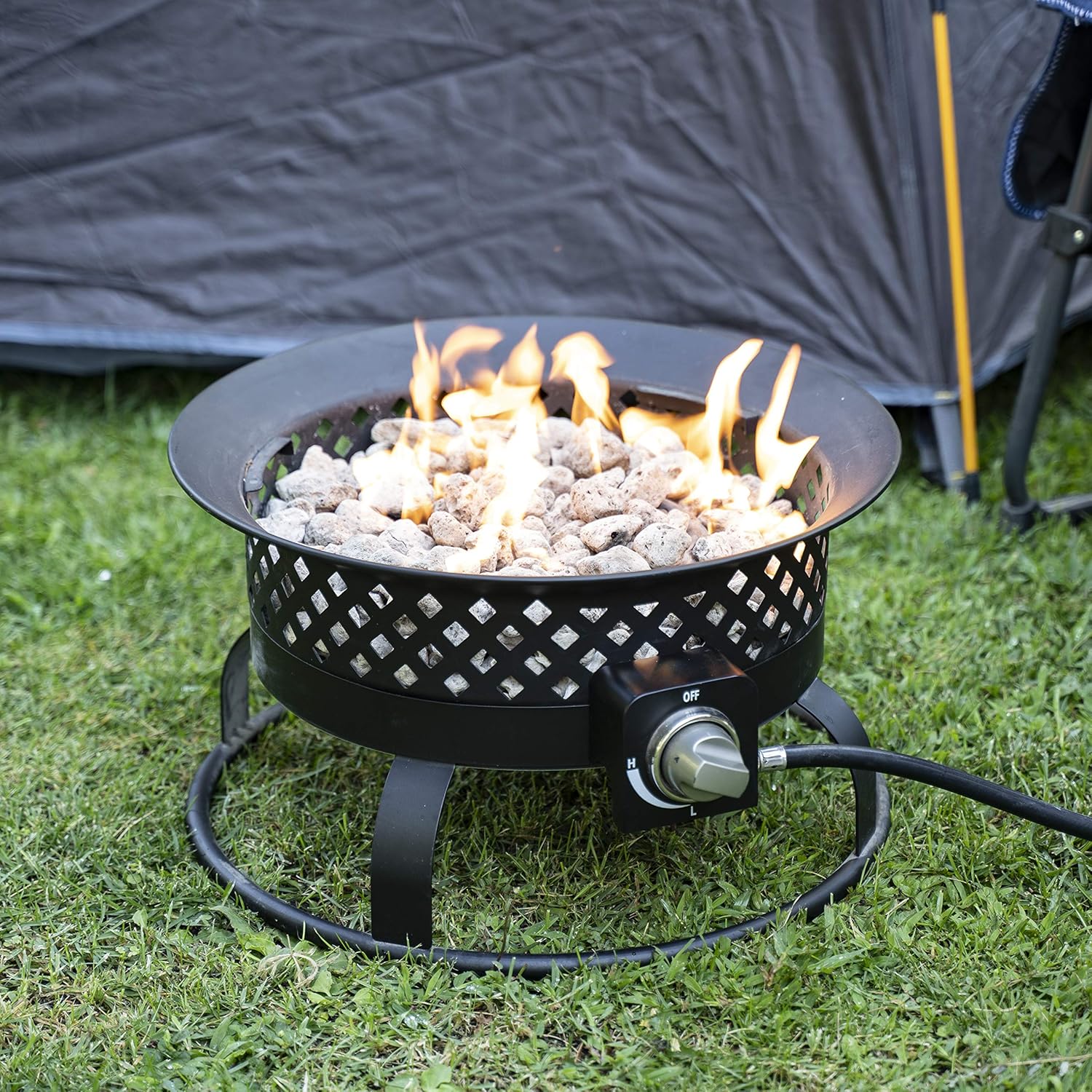 Bond Manufacturing 67836 54, 000 BTU Aurora Camping, Backyard, Tailgating, Hunting and Patio. Locking Lid & Carry Handle Portable Steel Propane Gas Fire Pit Outdoor Firebowl, 18.5", Bronze : Garden & Outdoor