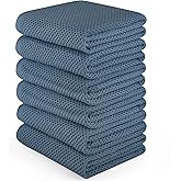 HOMYTOP Large Kitchen Hand Towels,6 Pack Cotton Waffle Weave Dish Towel for Drying, Cleaning Cloth for Kitchen Dishes - Extra Absorbent and Soft - 16 x 28 inch (Blue Gray-6 Pack)