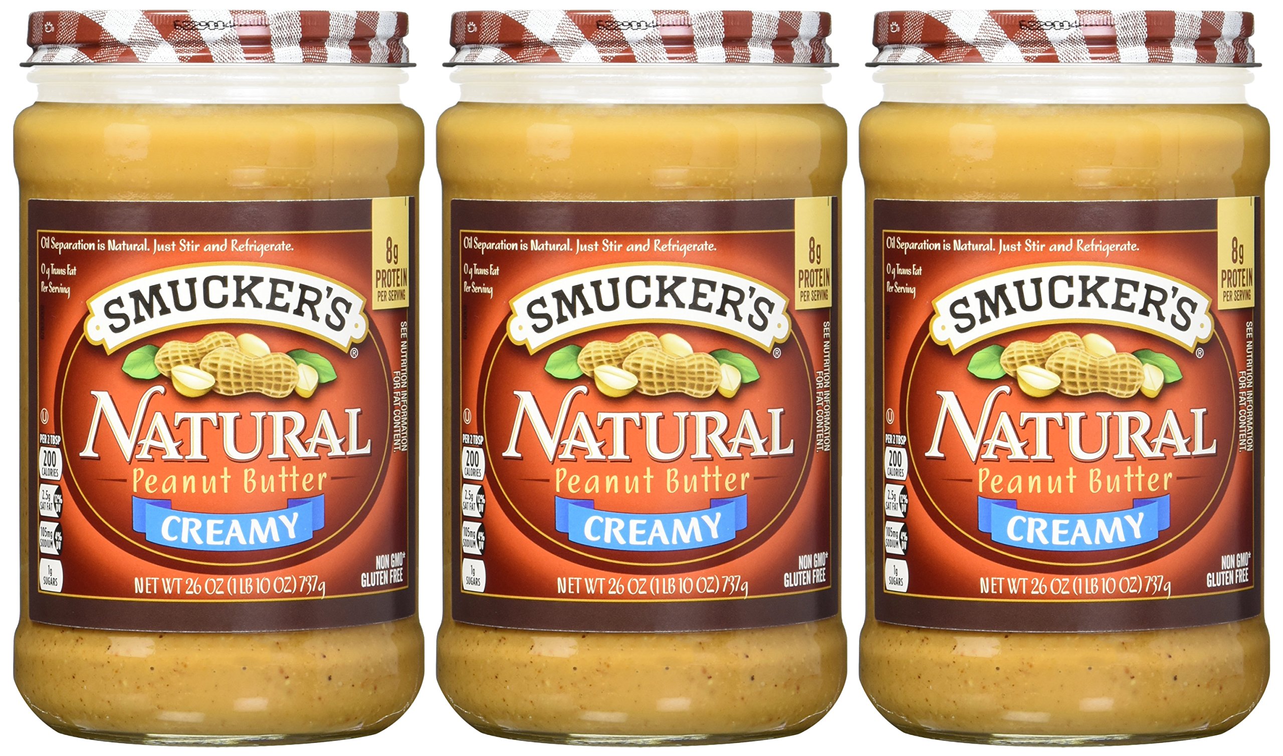 Smucker's Natural Creamy Peanut Butter, 26Ounce Glass Jars (Pack Of 3