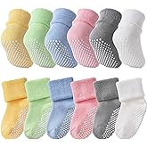 SDBING Baby Boys Girls Grips Socks Infant Toddlers Kids Non Slip Warm Thick Cotton Ankle Crew Socks with Grippers