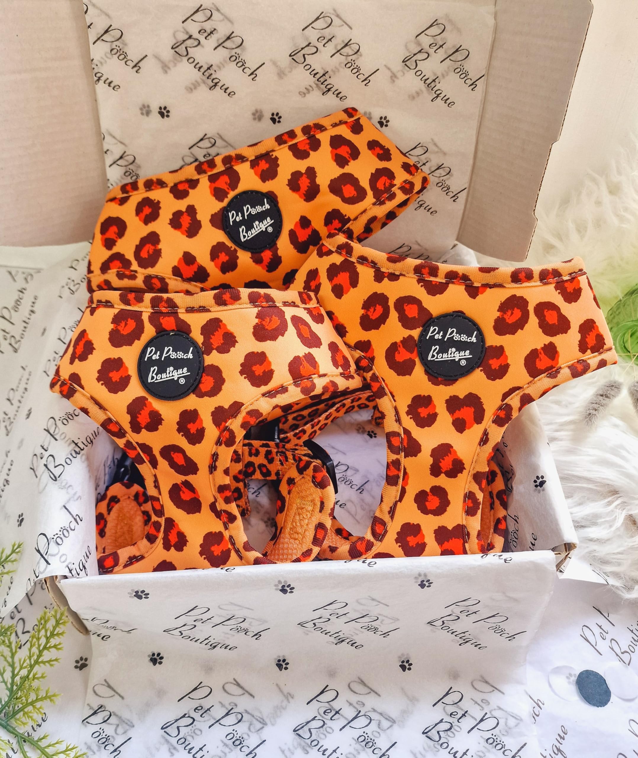 Spiced Honey Leopard Dog Harness XS