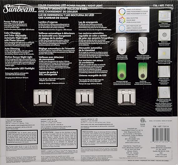 Sunbeam SunbeamLed3pk SunbeamLedLight Night Light 3 Pk White New - - Amazon.com