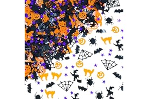 WHITEEN POP Halloween Party Table Scatter - Pumpkin Spider Webs Foil Metallic Sequins Confetti Trick or Treat Party Sprinkles Decorations, 60g