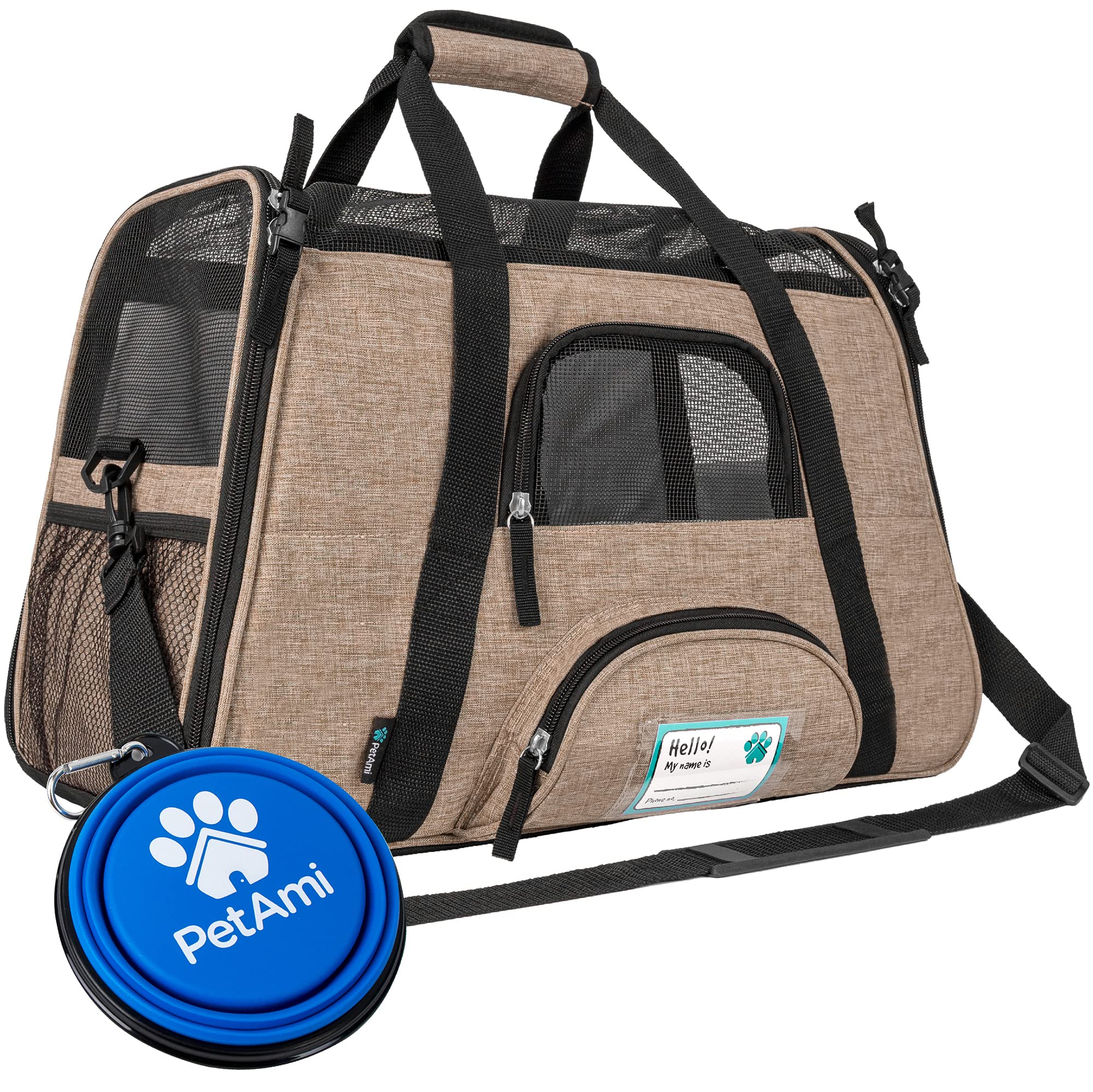 Photo 1 of PetAmi Airline Approved Pet Carrier for Cat, Soft Sided Dog Carrier for Small Dog, Cat Travel Supply Accessories Indoor Cat, Ventilated Carrying Bag Medium Large Kitten Puppy, Small Heather Taupe