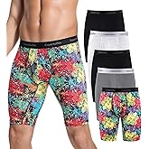 Expertoftio Men's Long Leg Boxer Briefs Cotton Underwear Pack, Athletic, Breathable, Fly, Sports, Moisture Wicking