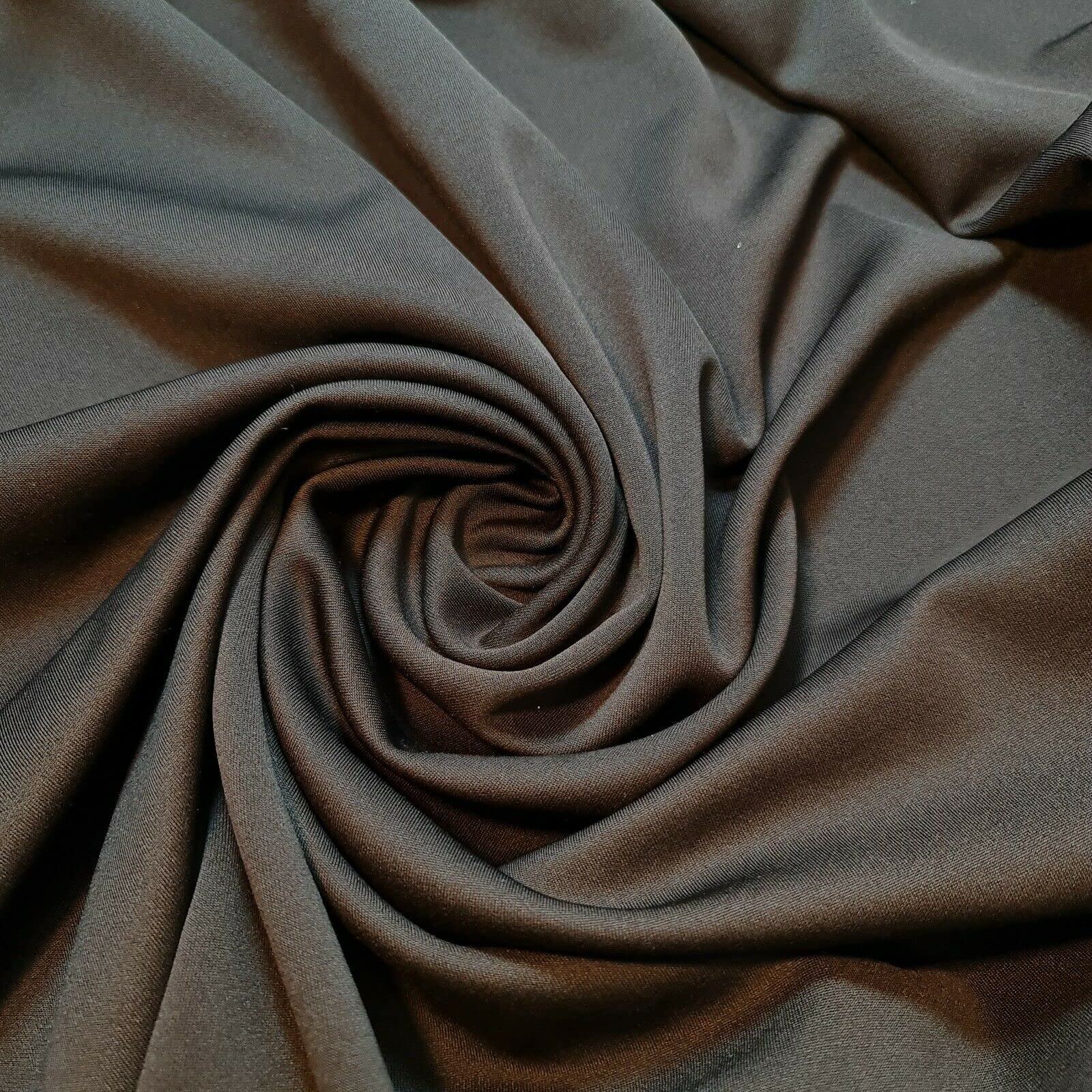 Scuba Crepe Breathable Superior Quality Stretch Wet Suit Dress Fabric 140cm Wide (1 Meter, Dark Brown)