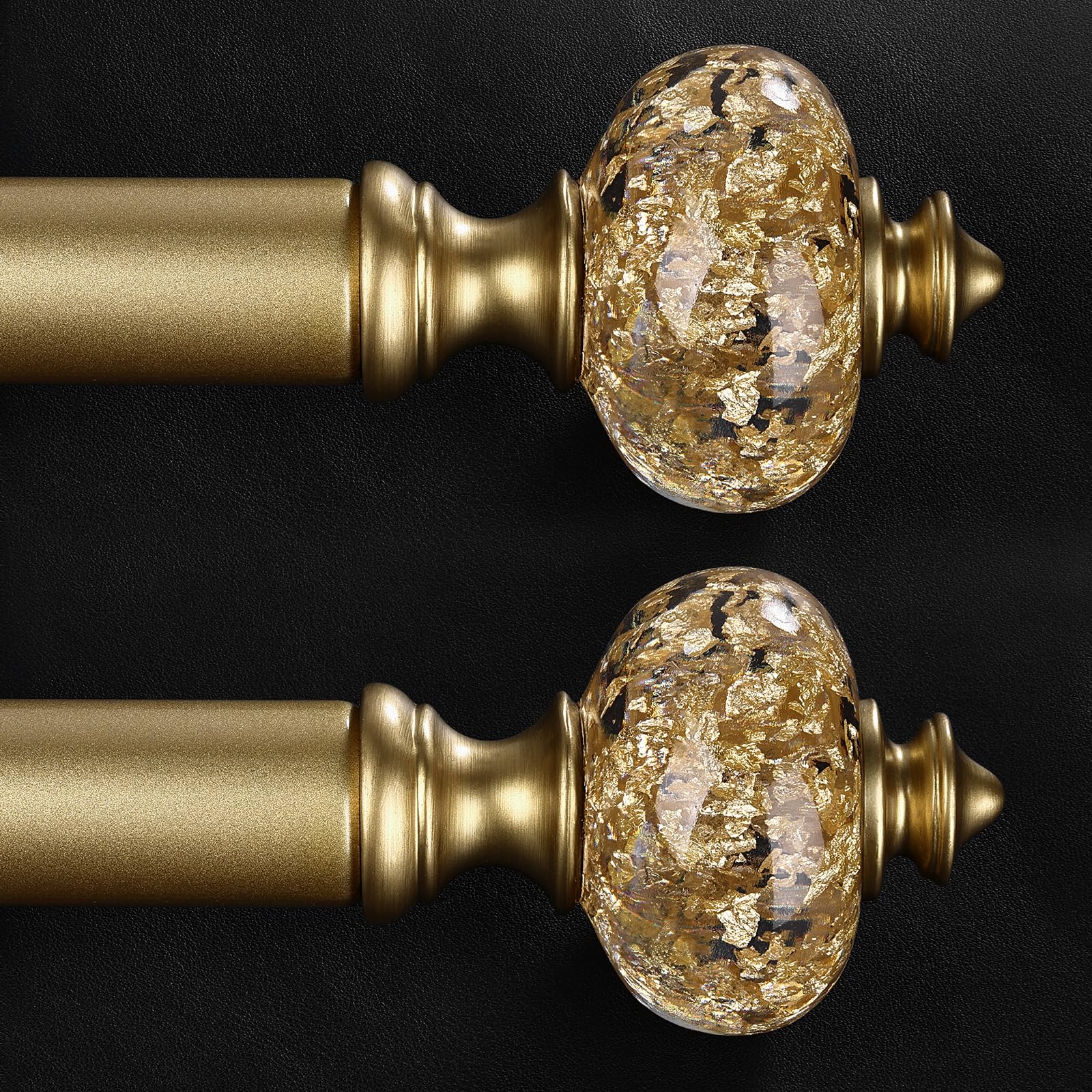 Photo 1 of 2 Pack Gold Curtain Rod for Windows 48 to 84 Inches, 1'' Heavy Duty Adjustable Modern Drapery Rods with Unique Crystal Finials, Luxury Decorative Curtain Rods, Size: 30-88''