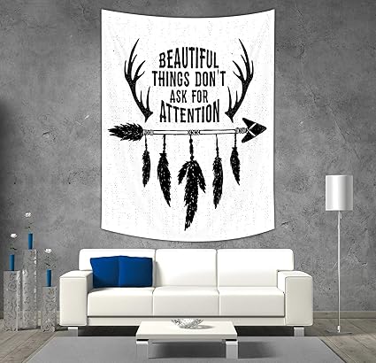 Iprint Polyester Tapestry Wall Hanging Antler Decor Hand