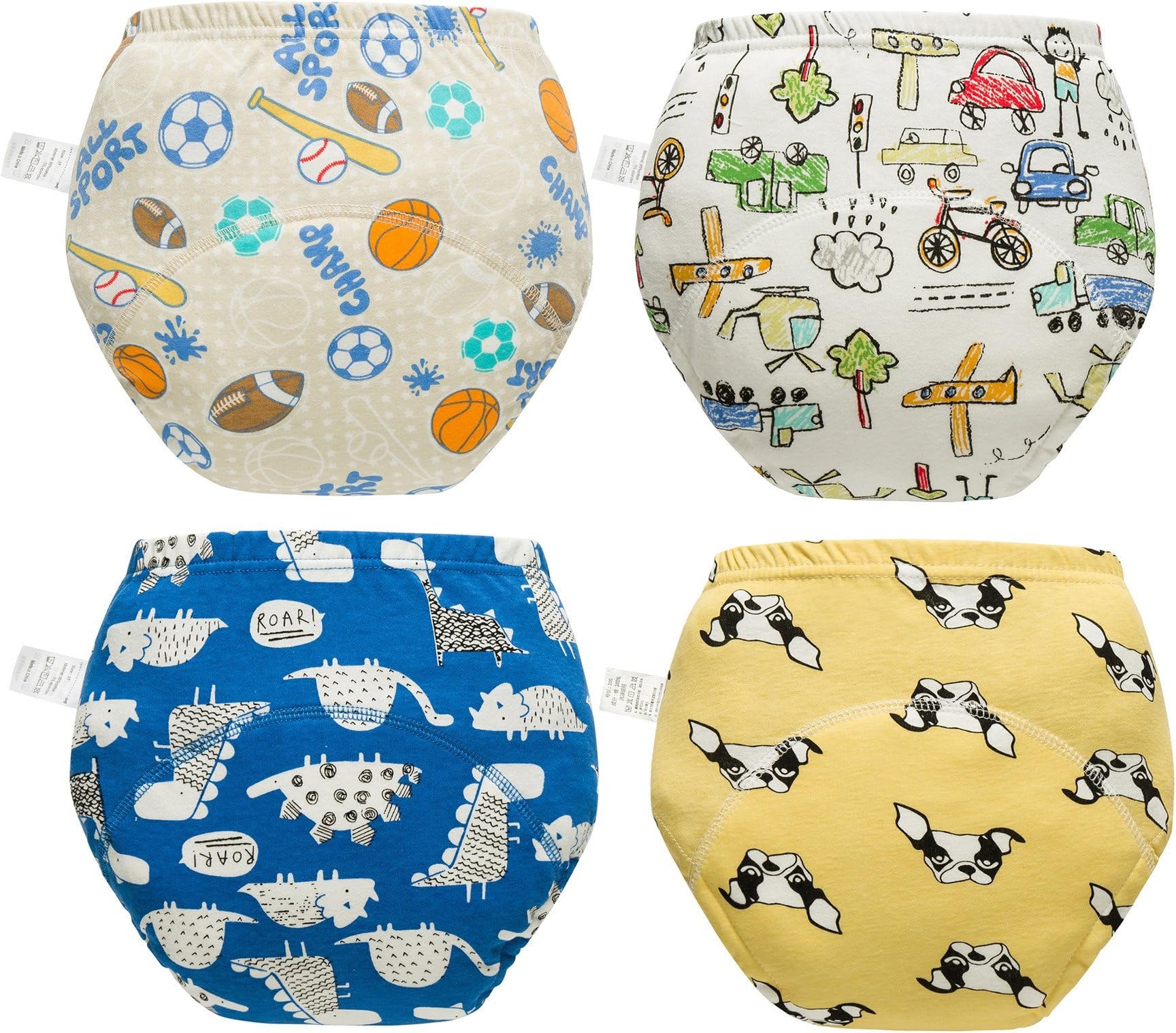Skhls Unisex Baby Cotton Padded Potty Anti Leakage Training Pant 4 Pack 2T-4T