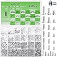 Zmbroll 1200 Pcs Phillips Pan Head Small Machine Screws, Tiny Screw Assortment Kit for Eyeglasses, Watches, Clocks, Mobile Ph