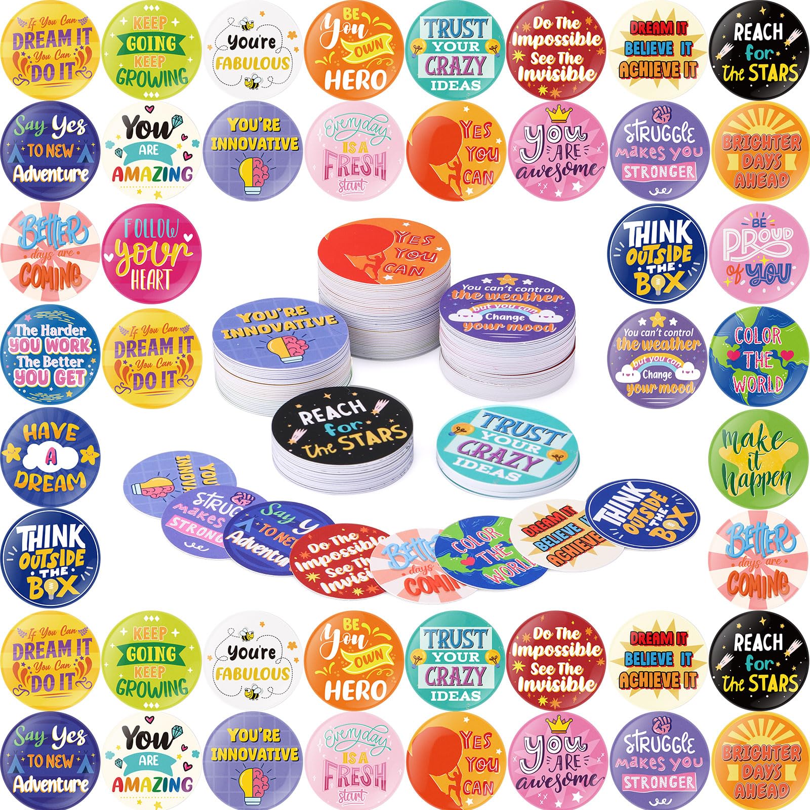 Photo 1 of ***MISSING PARTS***
Qilery 250 Pcs Positive Affirmations Chips for Kids, 25 Motivational Encouragement Inspirational Quote Cards, 1.6'' PVC Kindness Sayings Coins Double Sides Printed for Students Classroom Office School