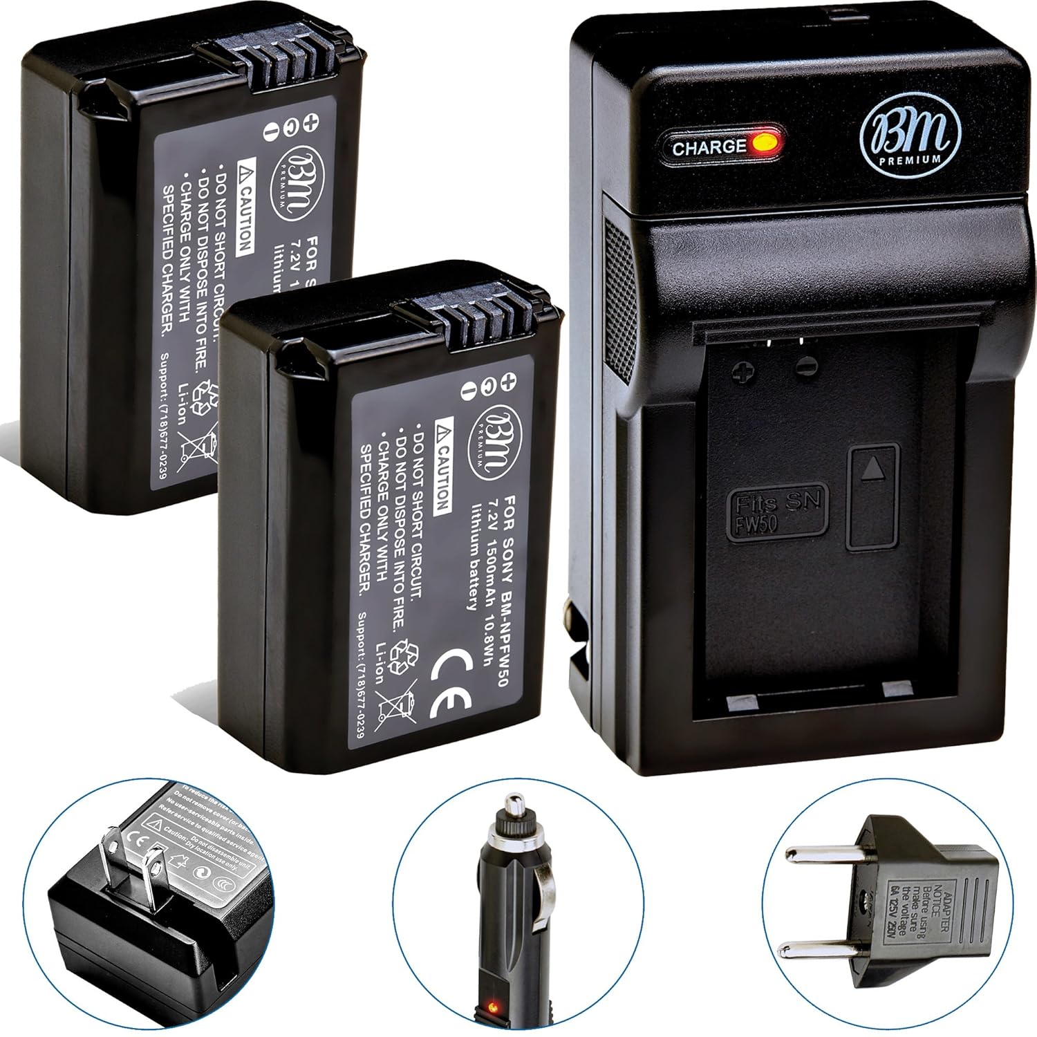 Buy 2 NPFW50 Batteries & Charger for Sony Alpha 7 A7R A3000 A5000 A6000 NEX3 NEXC3 NEXF3K