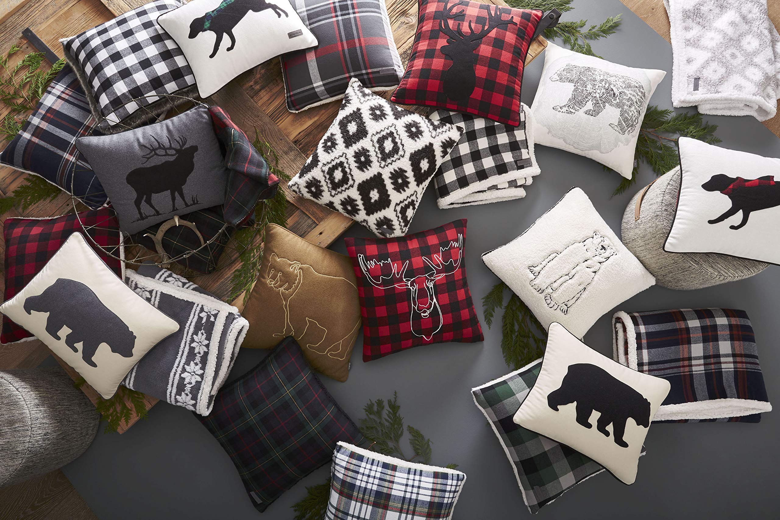 Eddie Bauer Crosscut Bear Throw Pillow, 20 x 20, Grey Pricepulse