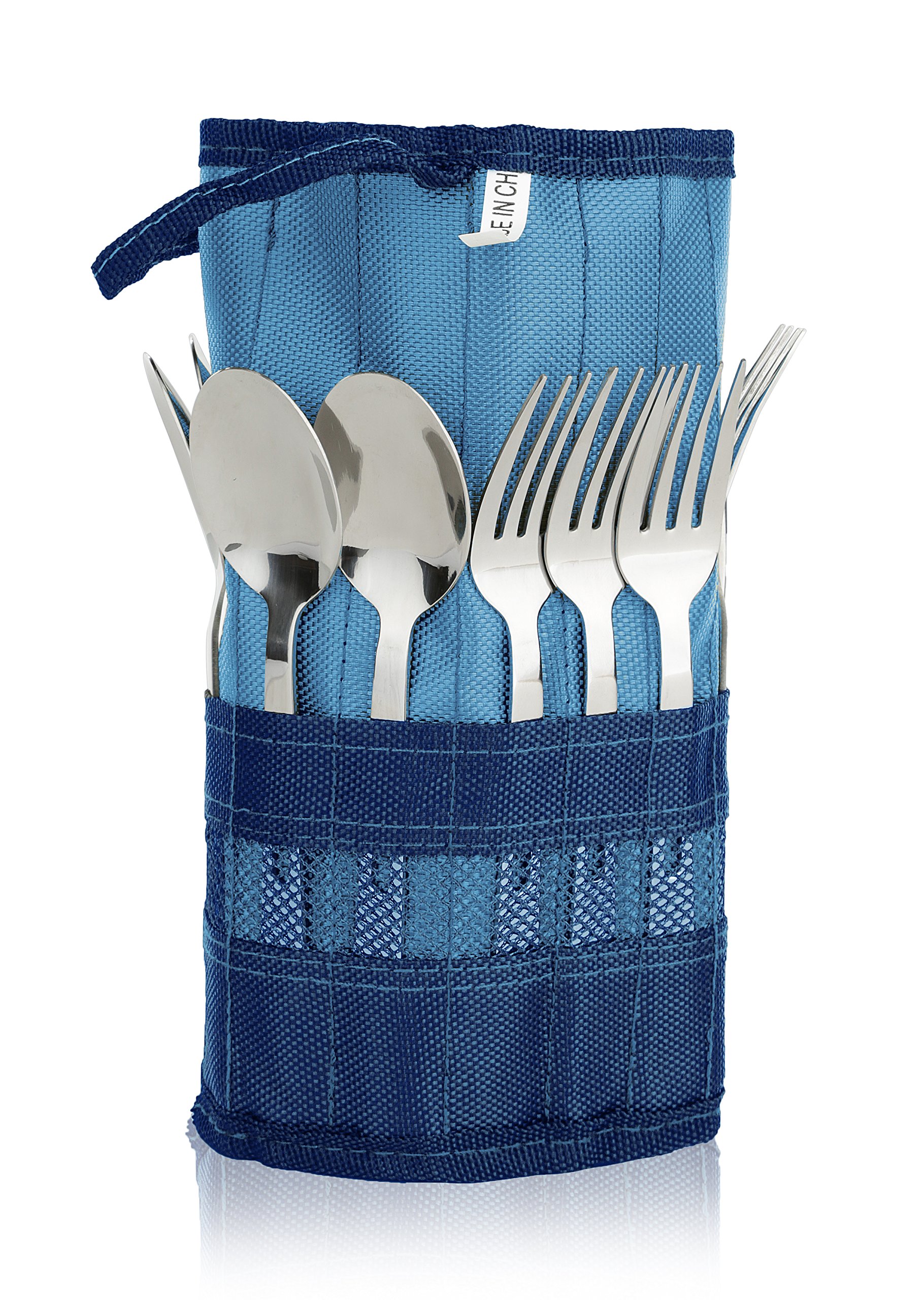 13 Piece Stainless Steel Family Cutlery Picnic Utensil Set with Travel