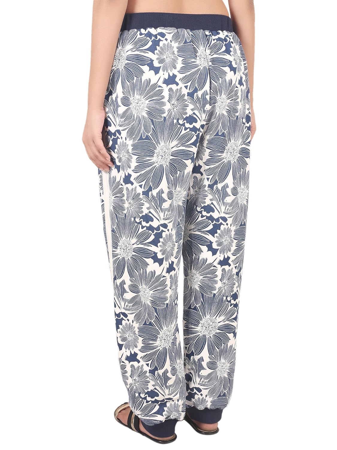 9teenagain women's printed and plain hoisery pajama (blue/white)
