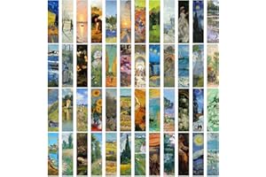 MOJIEZUO 200 Pieces Oil Paintings Bulk Bookmarks, 50 Designs Art Painting Book Marks for Students Double Sided Cute Book Mark for Book Lovers Themed Book Marks for Children Students Classroom Gift for Teacher