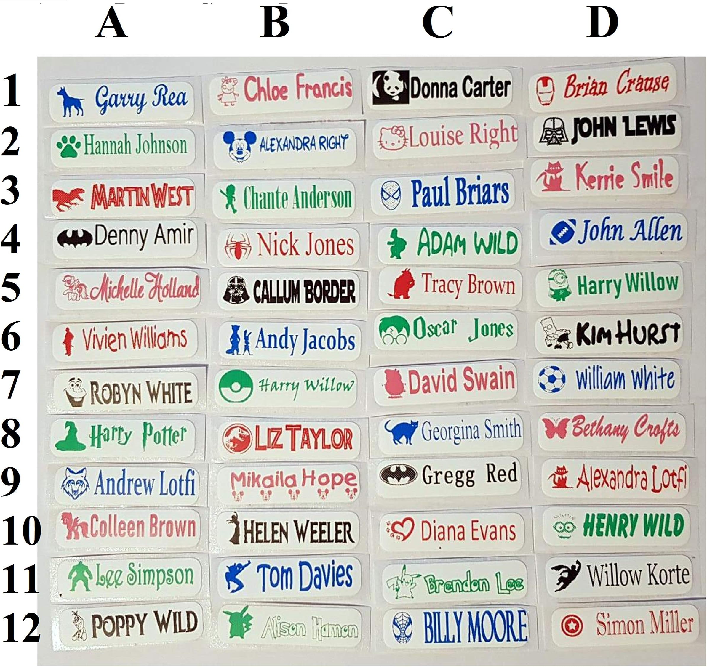 30 Printed Iron-On Name Tags tapes Custom Labels School Clothes Personalised Kid