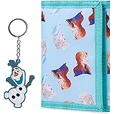 Disney Stitch Kids Wallet and Keyring Gift Set Cute Trifold Wallet with Coin Purse Card Slots and Keychain Stitch Gifts (Blue Frozen)