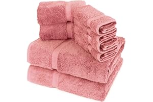 Towel Bazaar Premium Turkish Cotton Super Soft and Absorbent Towels (8-Piece Towel Set, Pink)