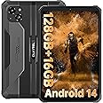 OUKITEL RT3 Pro Rugged Tablet - 16GB+128GB 1TB Expandable Industrial Android 14 Tablet, 8 Inch HD Display, 5150mAh Battery Tablets PC, 16+8MP Camera,4G Dual SIM/5G WiFi/Face ID/90dB Speaker/NFC, Black