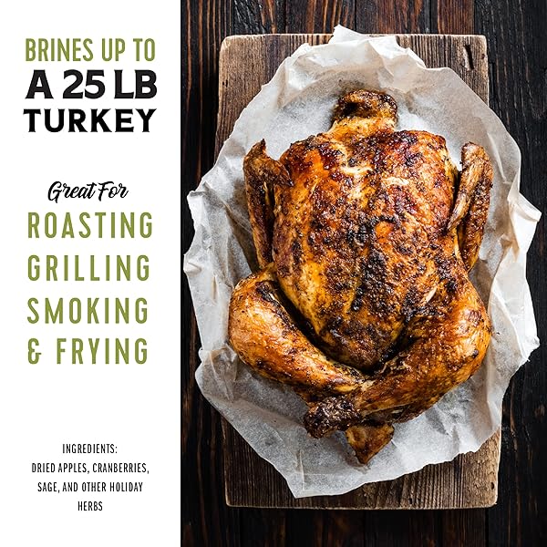FIRE & FLAVOR APPLE SAGE PERFECT BRINE – TURKEY BRINE KIT WITH BAG FOR ROASTING, GRILLING, SMOKING, AND FRYING – BRINING SEASONINGS FOR COOKING AND TURKEY BRINE BAG – TURKEY BRINE AND RUB KIT, 1 COUNT (PACK OF 1)