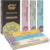 raajsee Incense Sticks 6 Pack Variety Set 15gm Each, Nag Champa- Jasmine - vanila-Japanese Rose-White Sage,100% Organic Hand Rolled- Perfect for Yoga, Meditation,Aromatherapy