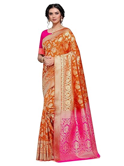 Shiv Textiles Womans Banarasi Silk Saree With UnStich Blouse(BA_45)