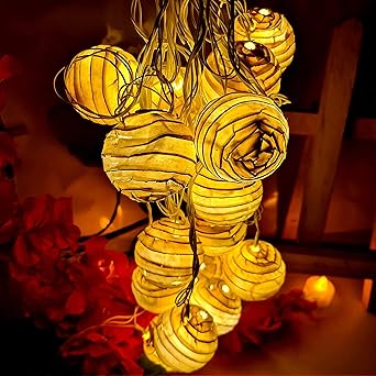 Glimmer Lightings Spiral Ball String Light Made in India for Home Decor Festival Party Diwali Christmas Decoration- Warm White