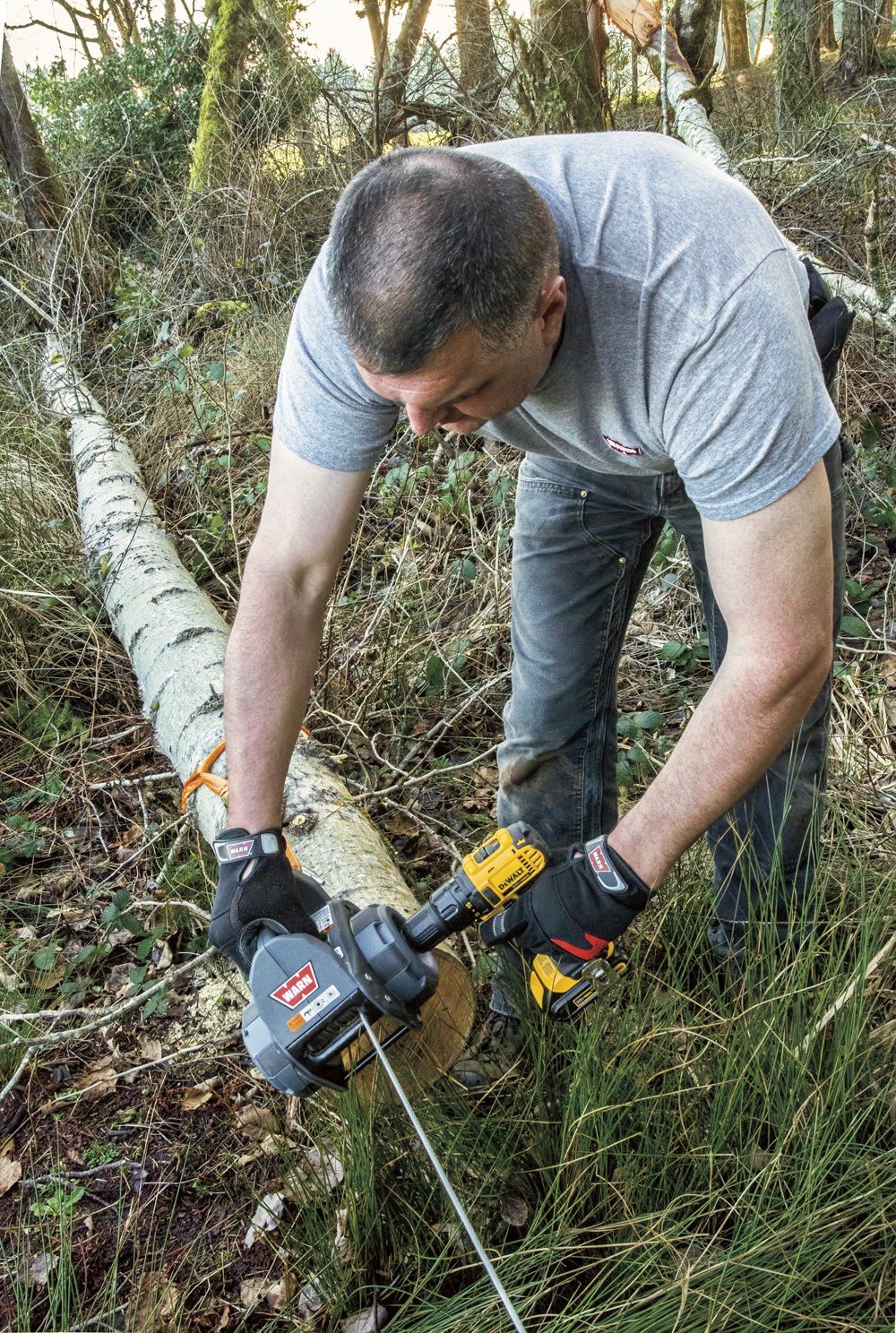 WARN 910500 Handheld Portable Drill Winch with 30 Foot Wire Rope 1/4