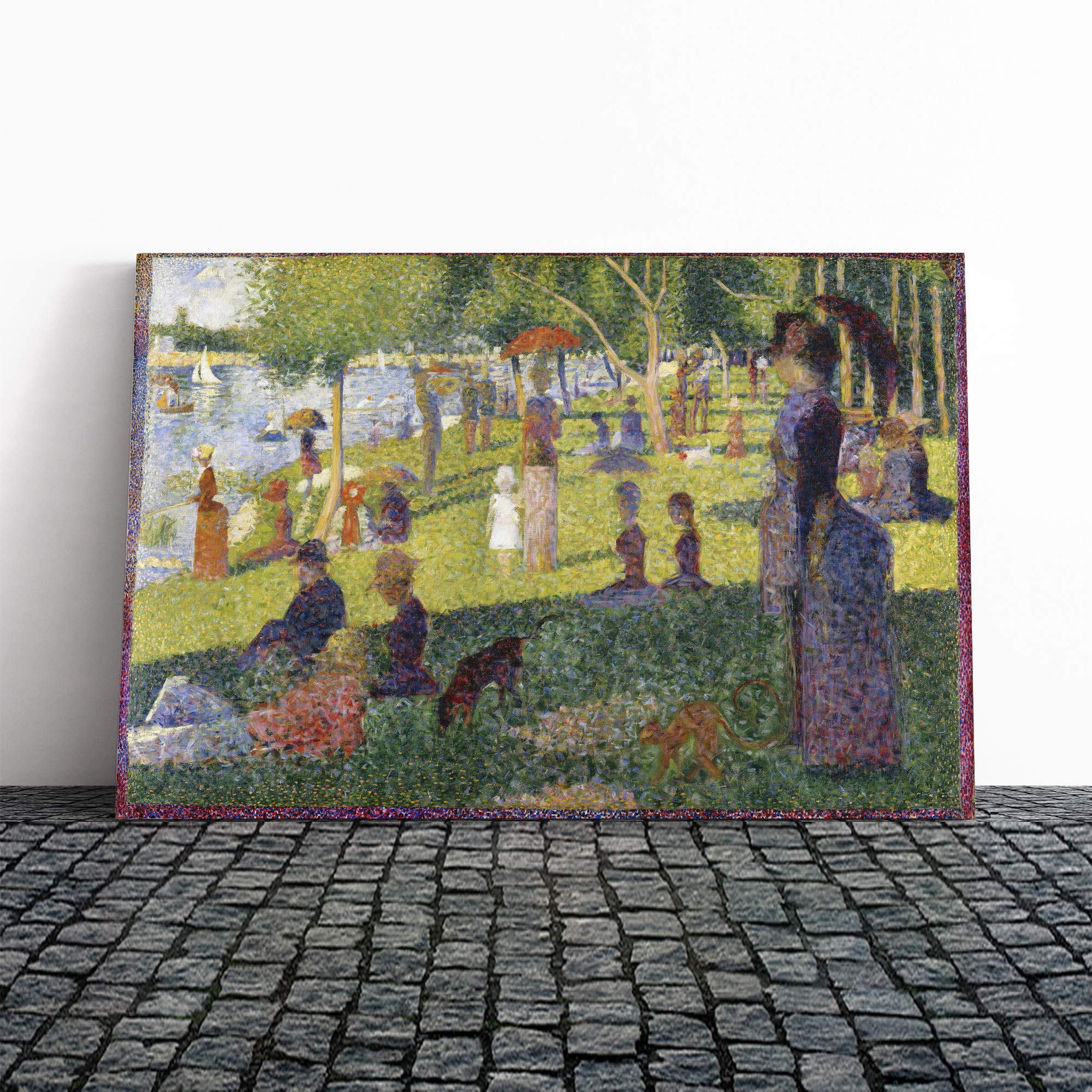 Georges-Pierre Seurat Sunday on La Grande Jatte Canvas Print | Gallery Wrapped 30mm Frame Wall Art | 20x14 inches | Ready to Hang | Modern Picture | Living Room Bedroom Lounge Office