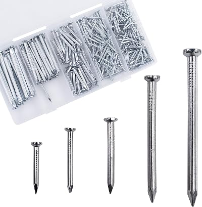 OMOTOOL Steel Nail Assortment Kit 300 pcs Galvanized Concrete Nails 5 Size