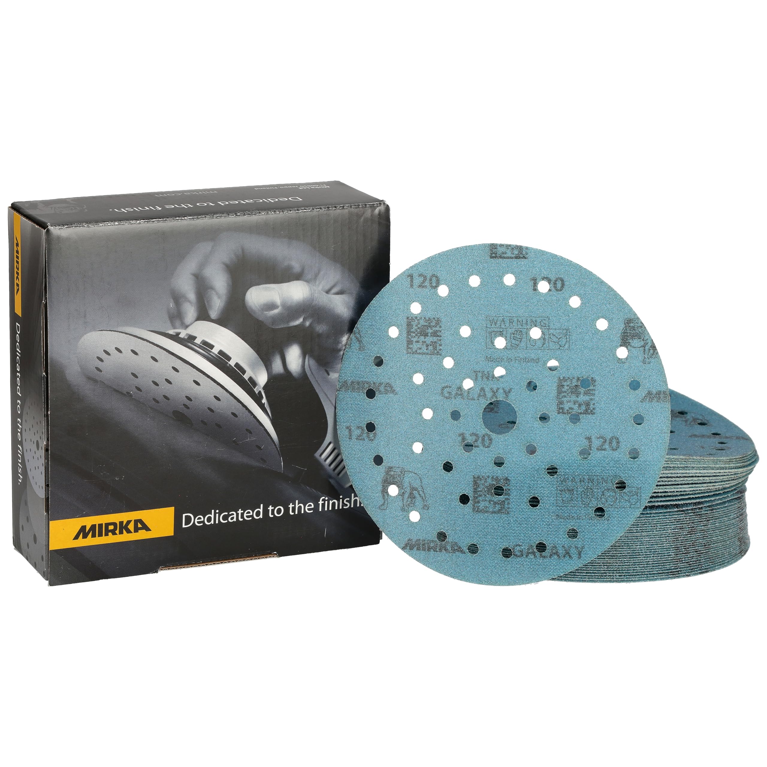 Mirka Galaxy epoxy sandpaper 150mm Hook & Loop grit 120 for sanding epoxy resin, wood, epoxy, rivertable / 50 pcs sanding discs